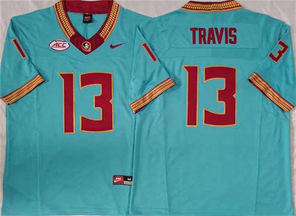 Men%27s Florida State Seminoles #13 Jordan Travis Teal 2023 F.U.S.E Stitched Jersey